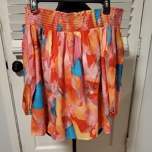 Vibrant Multicolor Off The Shoulder Blouse